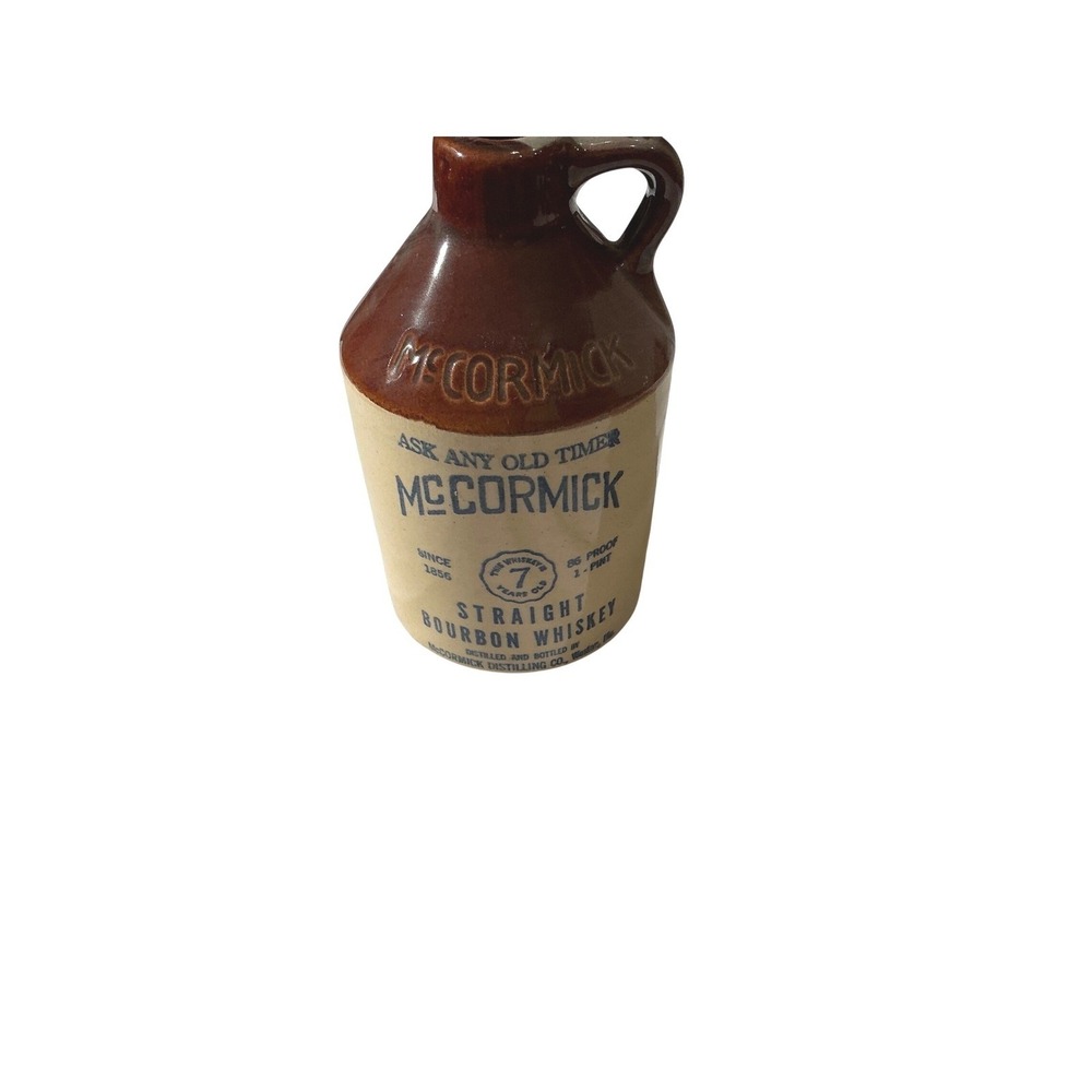 Vintage McCormick Straight Bourbon Whiskey Stoneware Jug 1 Pint 7 Years Old 6"